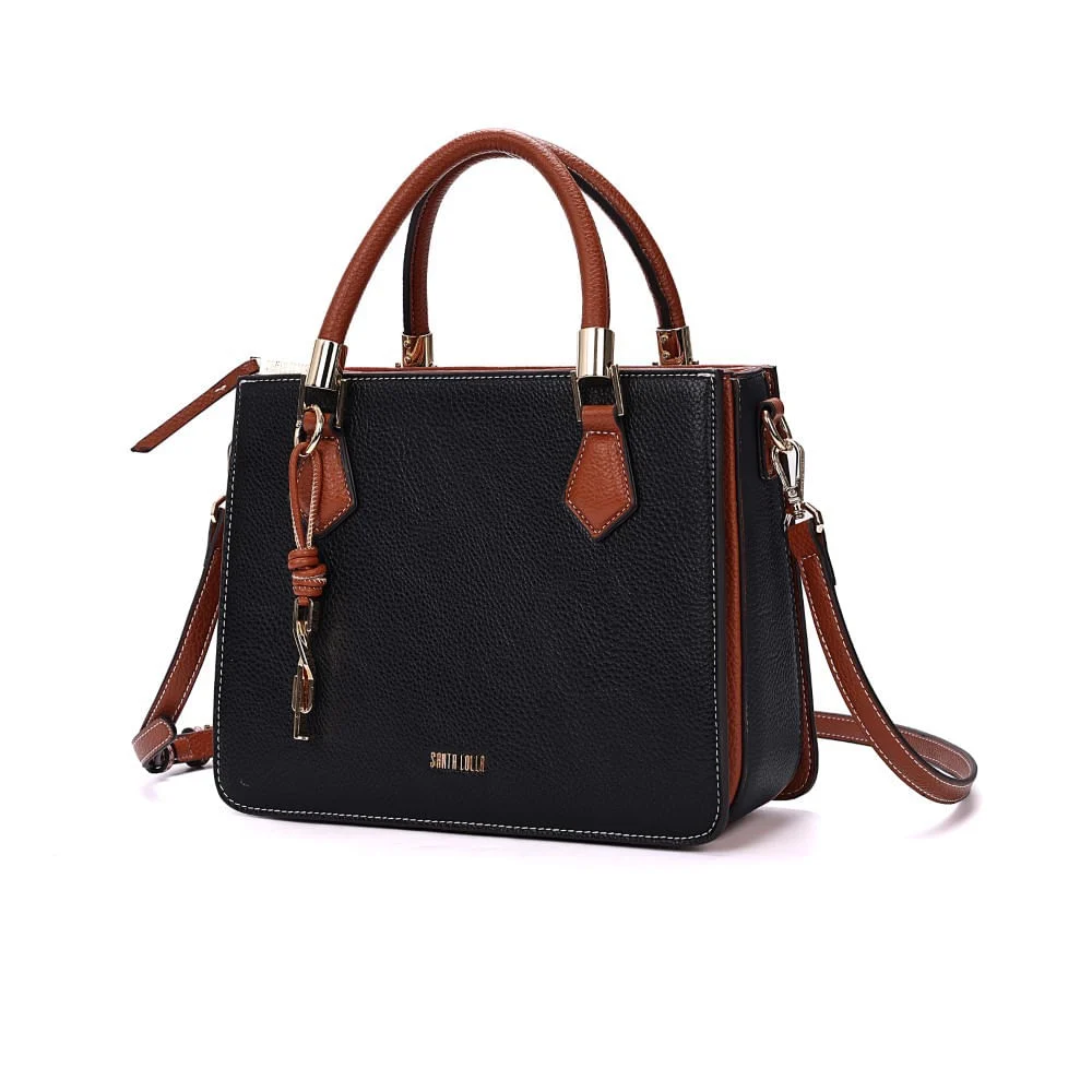Bolsa Tote Média Estruturada Floater Preto Transversal - vista 2 de 6