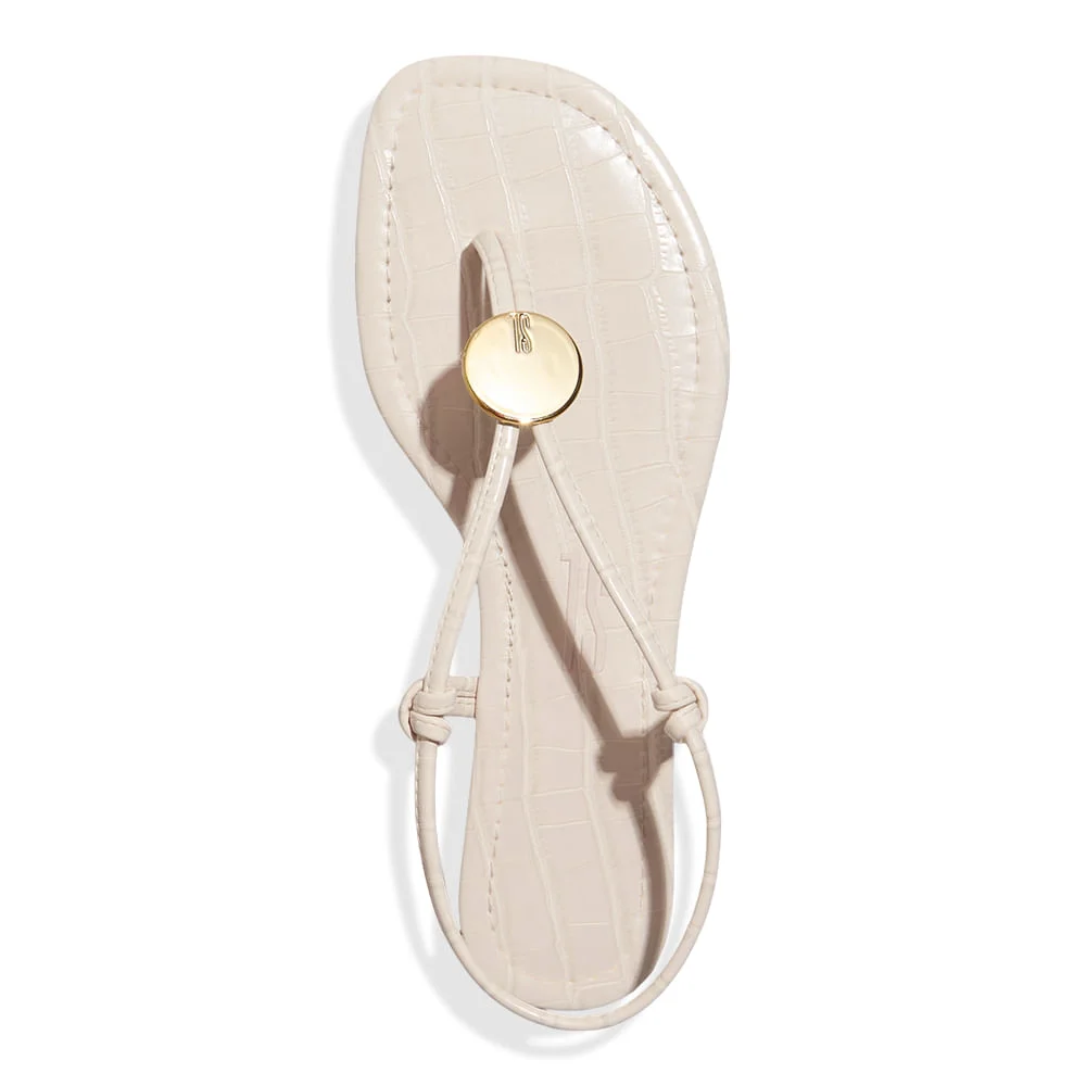Rasteira Croco Capri Off White Tiras Metal - vista 4 de 5