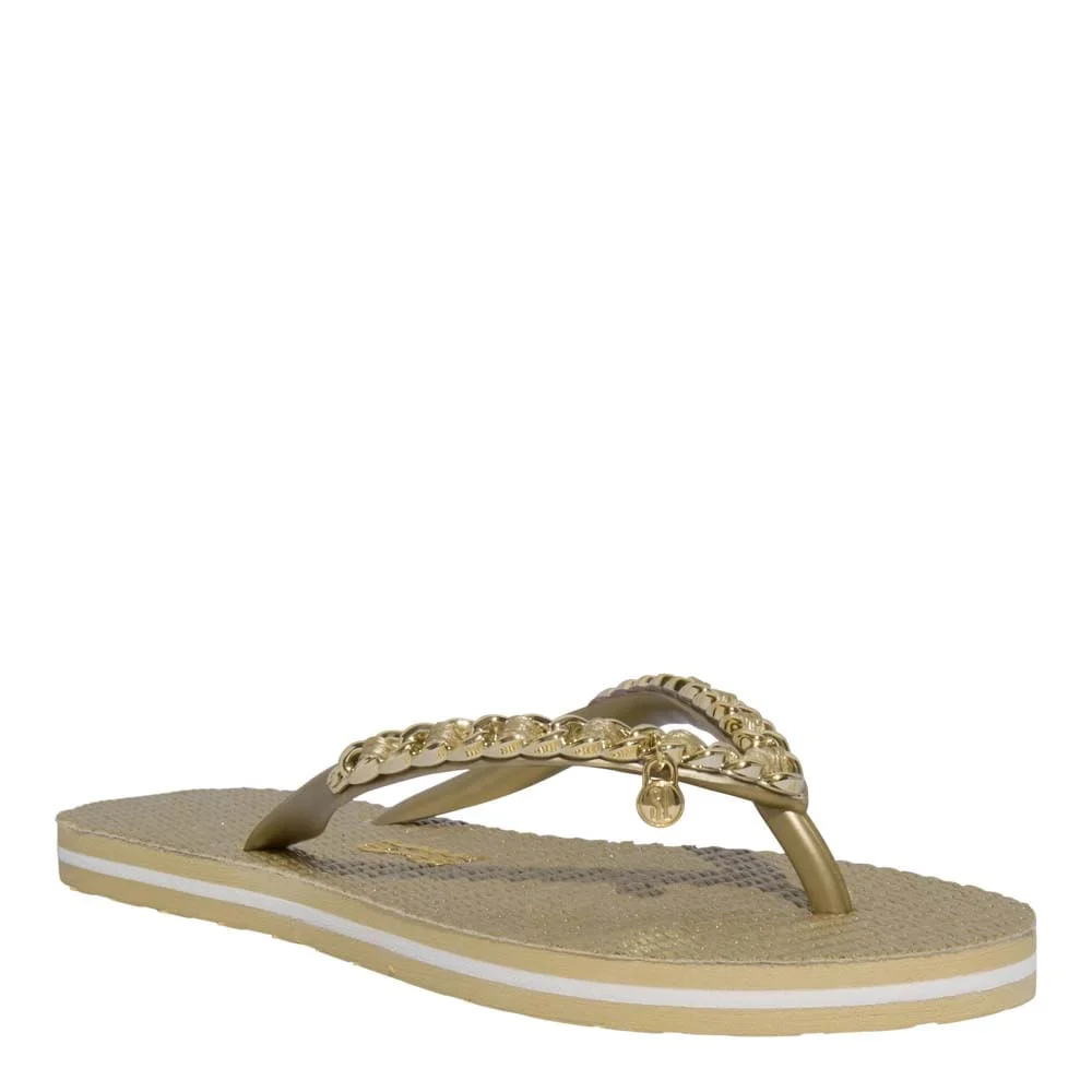 Chinelo Flip Flop Metalizada Texturizada Dourada - vista 2 de 4