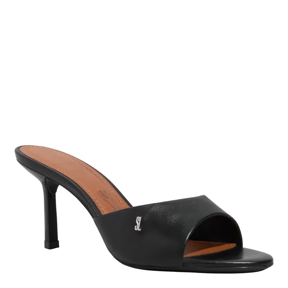 Mule Couro Premium Preto Salto Alto Fino - vista 1 de 2