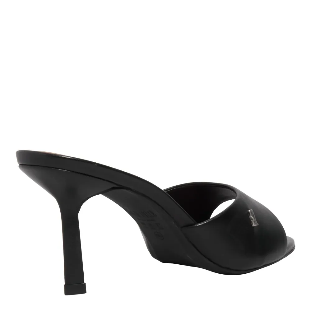 Mule Couro Premium Preto Salto Alto Fino - vista 2 de 2
