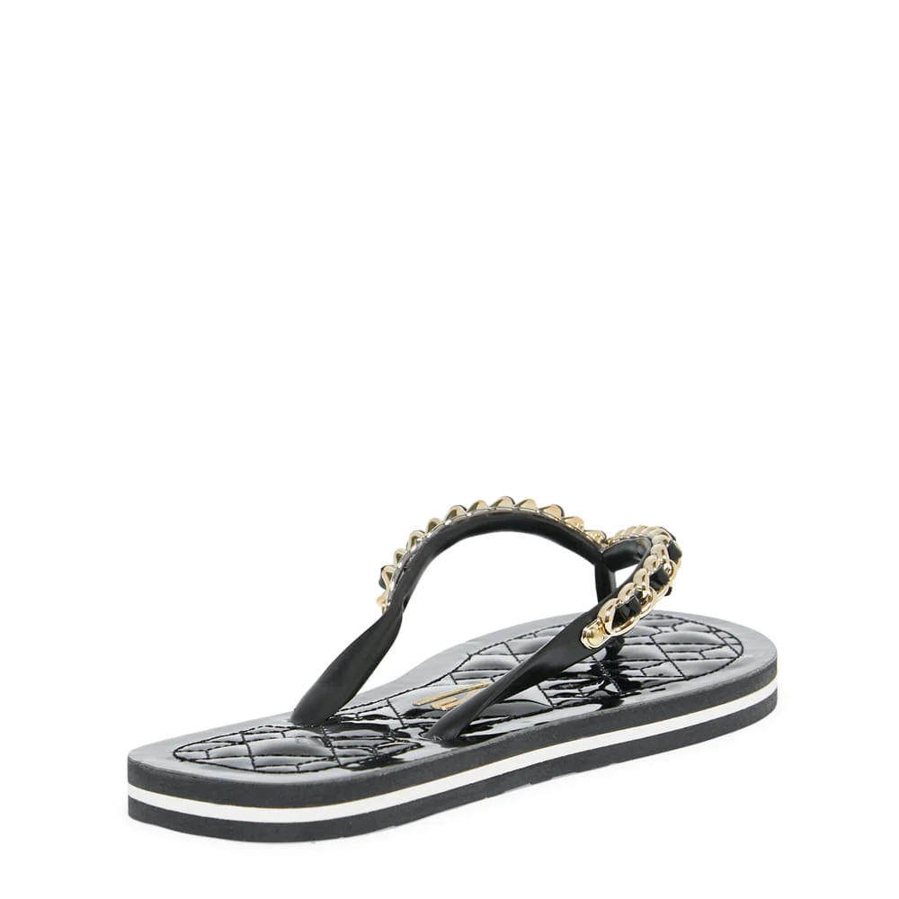 Chinelo Flip Flop Verniz Preto Corrente - vista 3 de 7