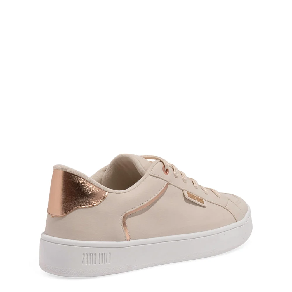Tênis Floater Lux Off White E Rosa Recortes - vista 3 de 4