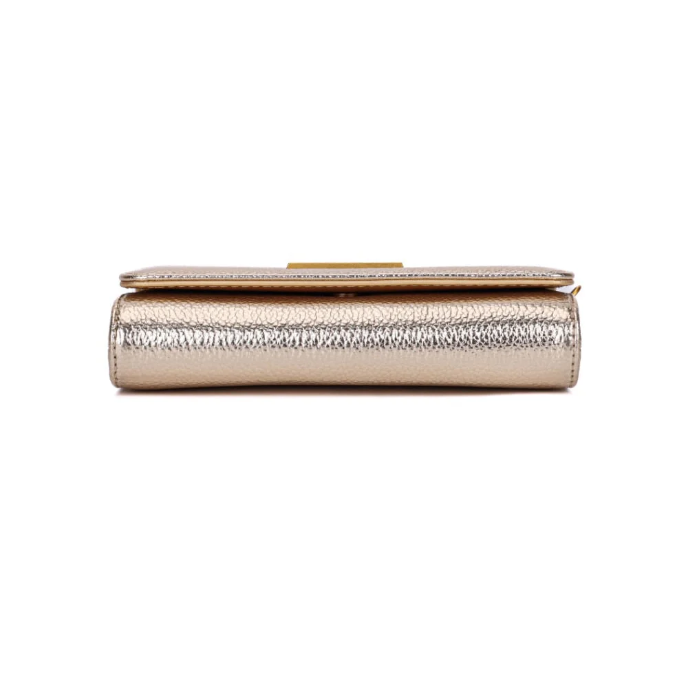 Kit Presente Bolsa Transversal e Porta Cartão Dourado Metalizado - vista 5 de 7